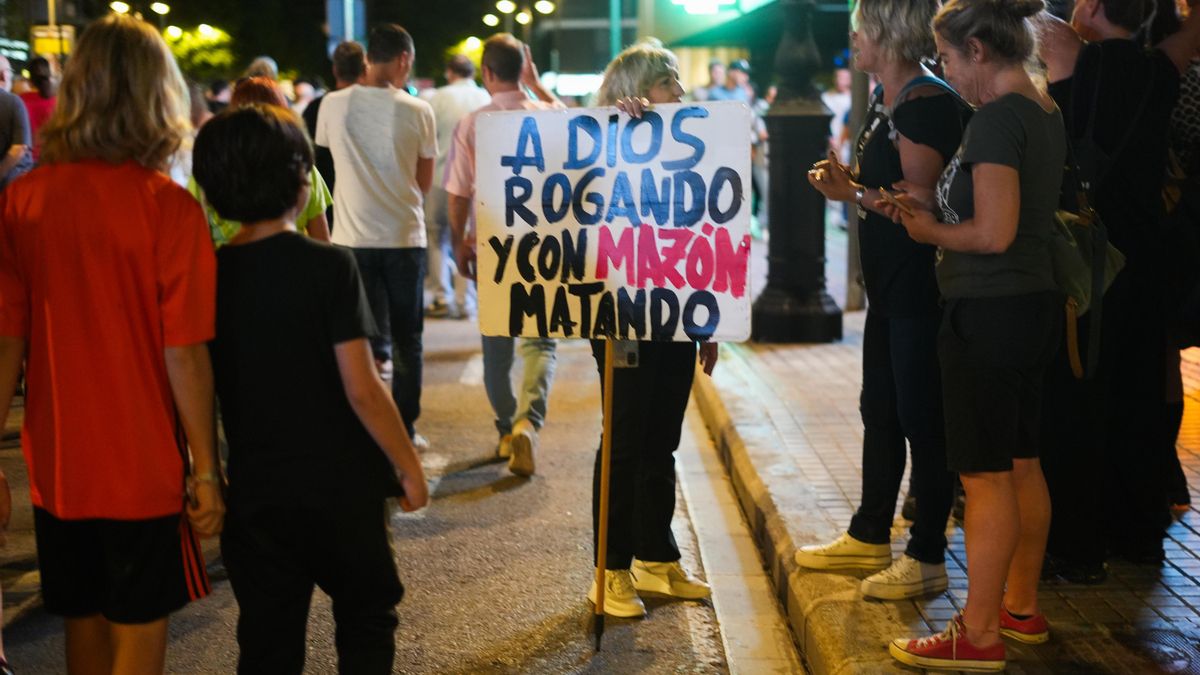 Cientos de personas con pancartas piden la dimisión de Mazón