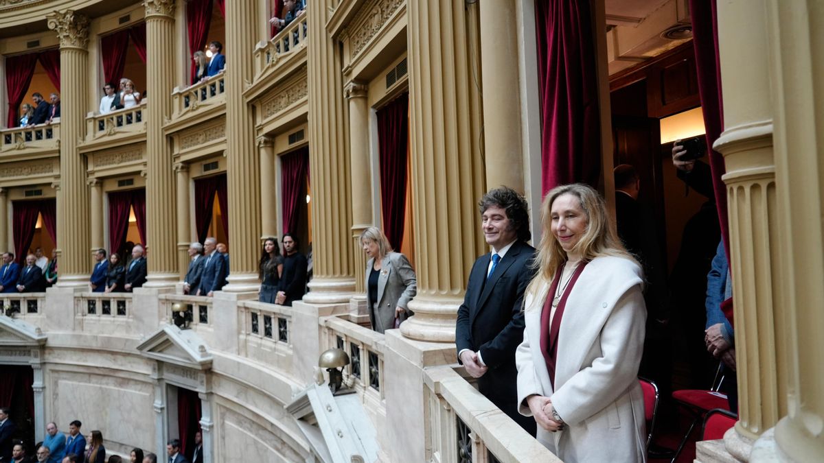 Milei y su hermana, en el palco principal de Diputados.