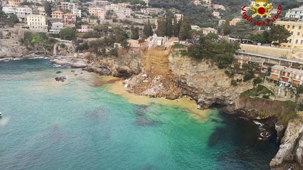 Derrumbe en el cementerio de Camogli