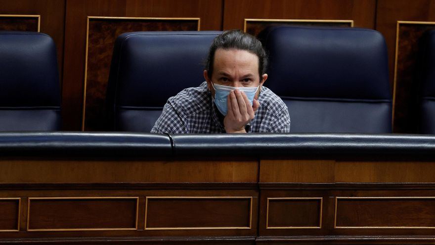 El vicepresidente segundo del Gobierno, Pablo Iglesias, este miércoles en el Congreso de los Diputados. EFE/Chema Moya
