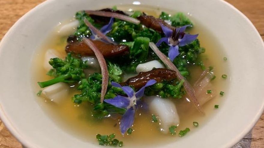 Abalon, Brócoli salvaje y cerdo ibérico.