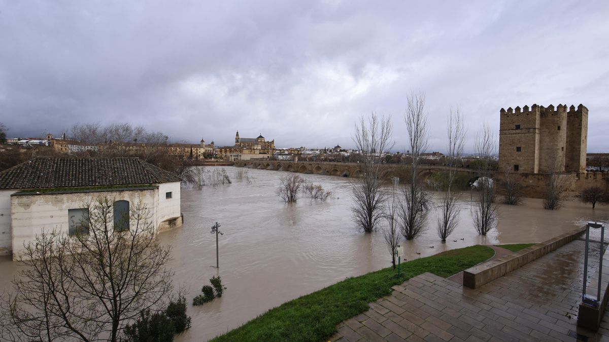 El río Guadalquivir aumenta su caudal a su paso por Córdoba