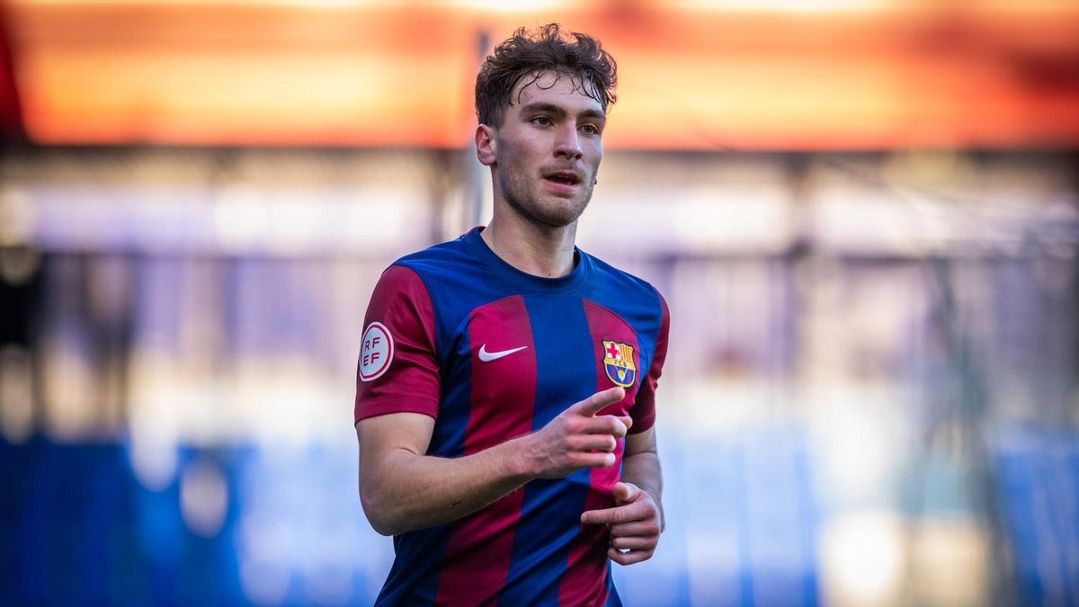 Diego Percan celebra un gol con el Barça Atlètic