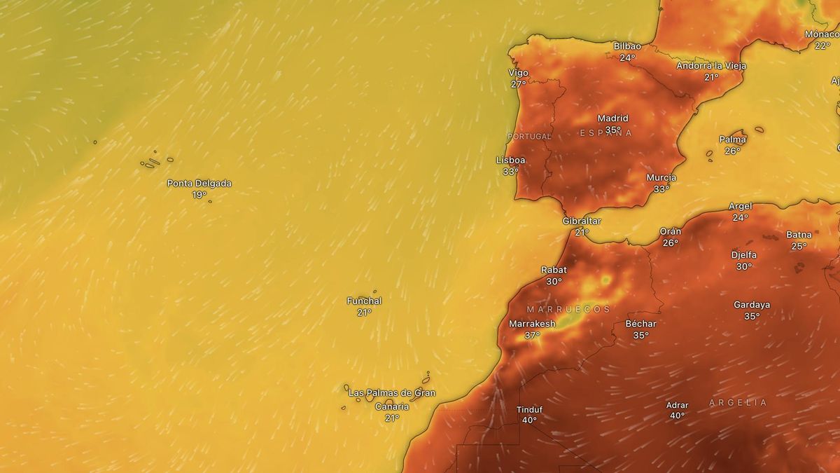 Mapa de temperaturas previstas en España el miércoles, a las 15.00 horas, según el modelo europeo.