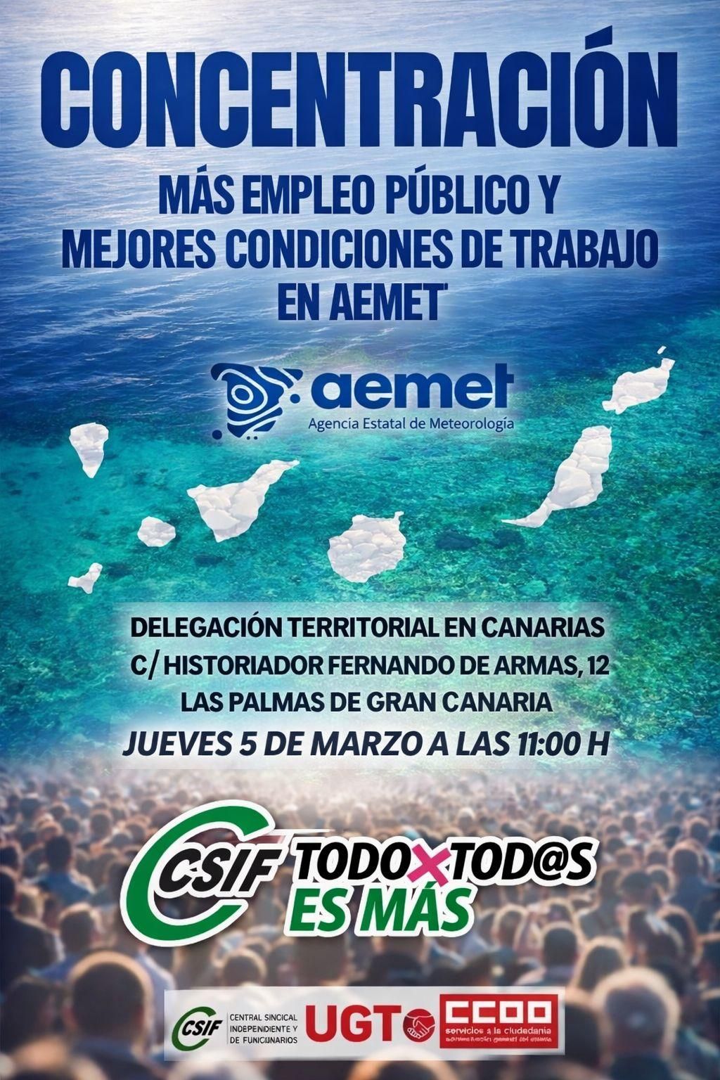 Cartel de la movilización del personal de Aemet en Canarias en Canarias.