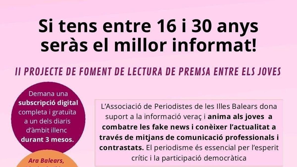La APIB lanza la segunda edición de su proyecto de fomento de lectura de prensa para jóvenes baleares