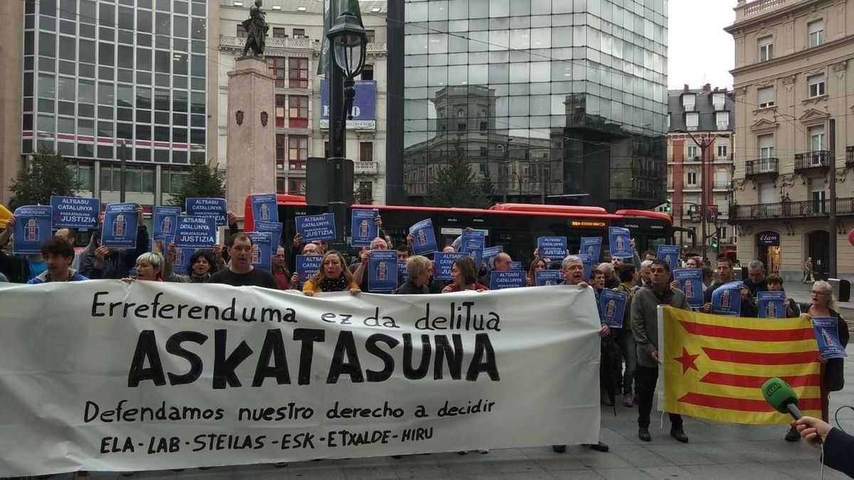 Más de 200 movilizaciones convocadas por sindicatos nacionalistas denuncian en Euskadi y Navarra la sentencia del procés