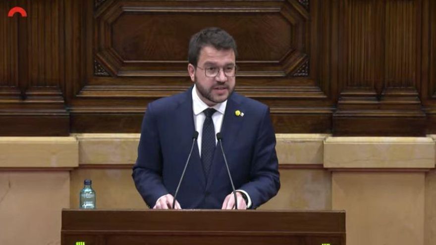 Aragonès durante la investidura