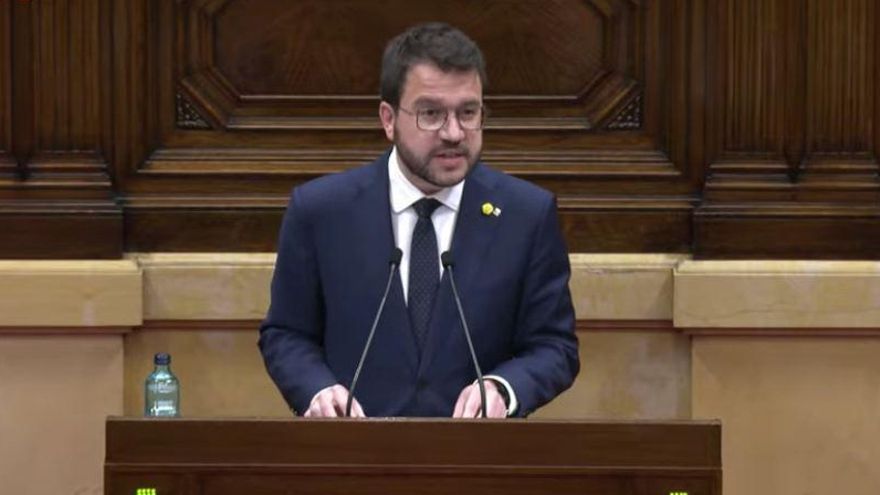 Aragonès durante la investidura
