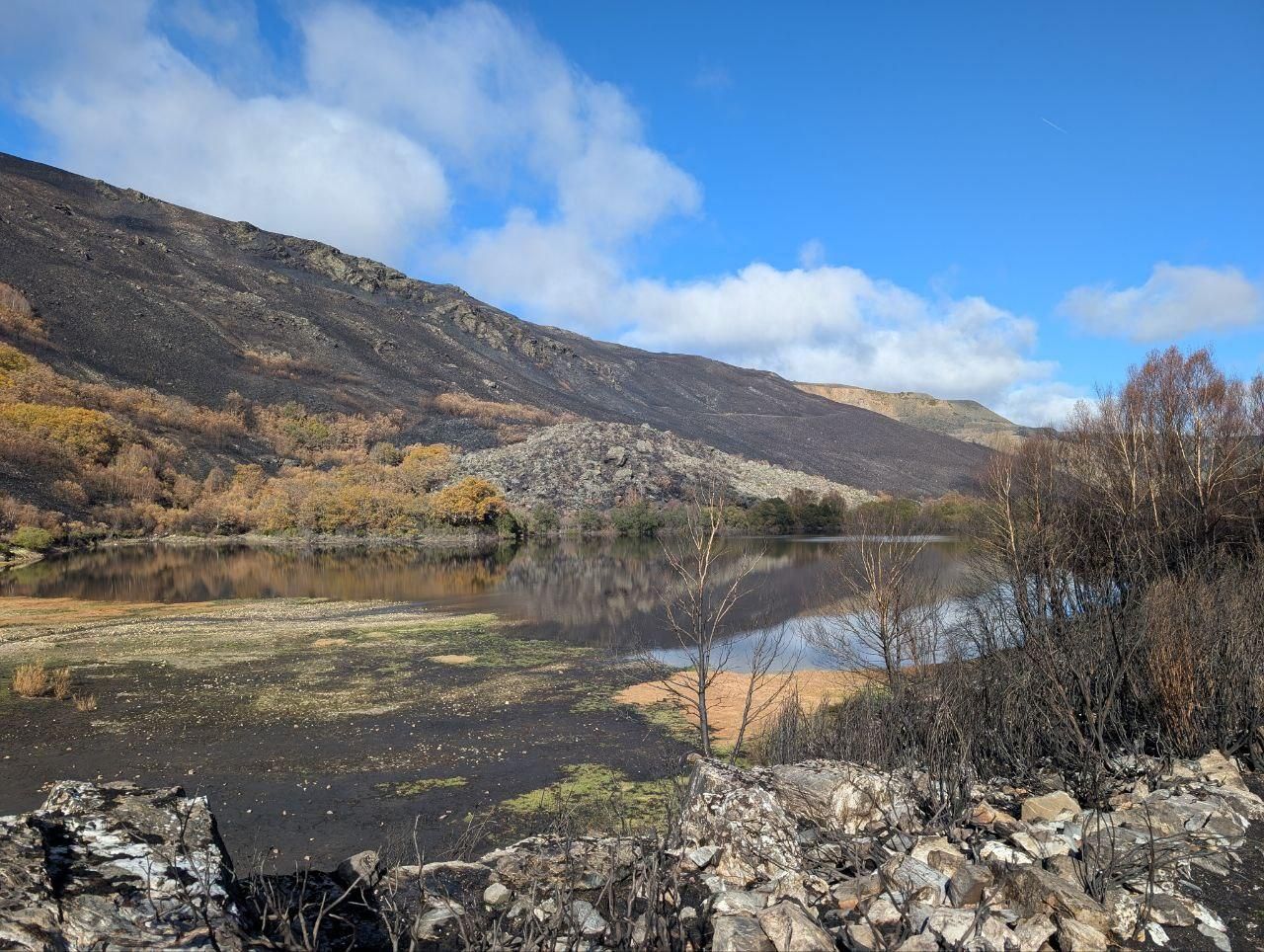 El Lago de la Baña tres meses después de ser arrasado por el fuego