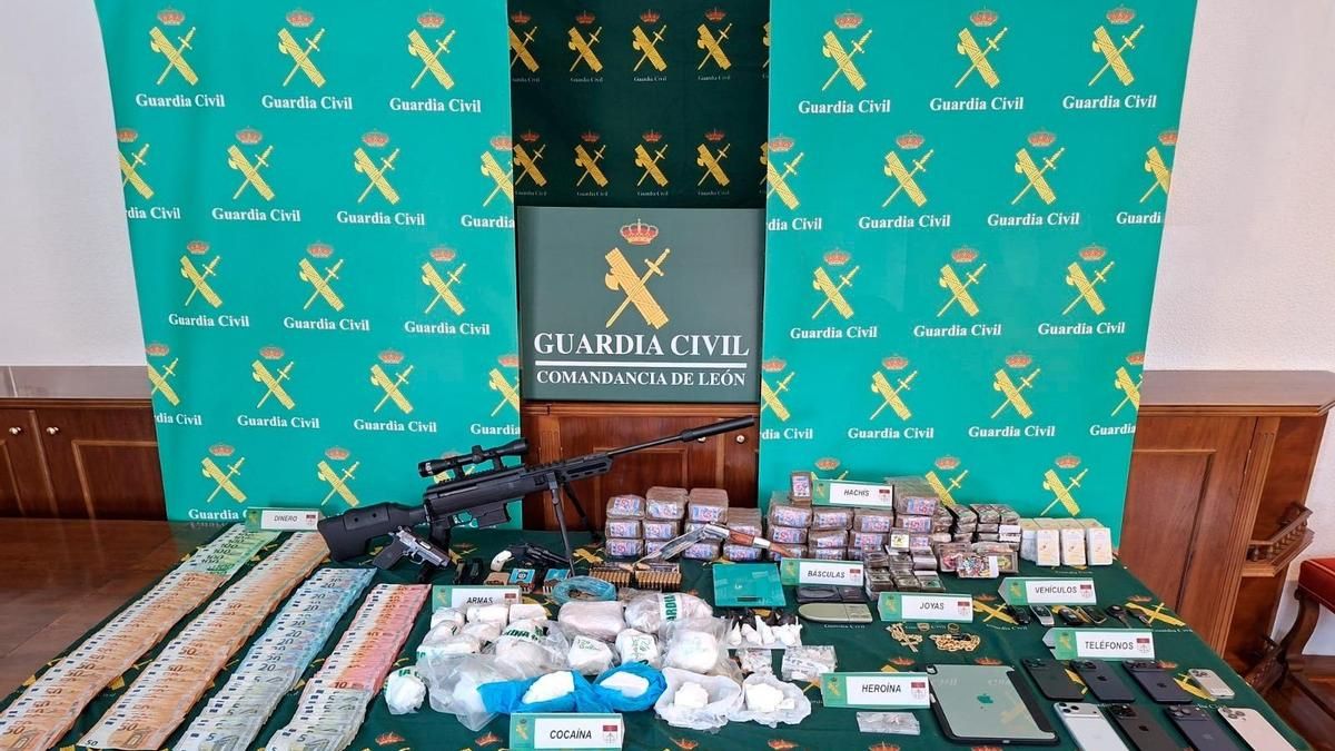 La Guardia Civil desarticula un grupo criminal dedicado al tráfico de cocaína y hachís en León y Asturias