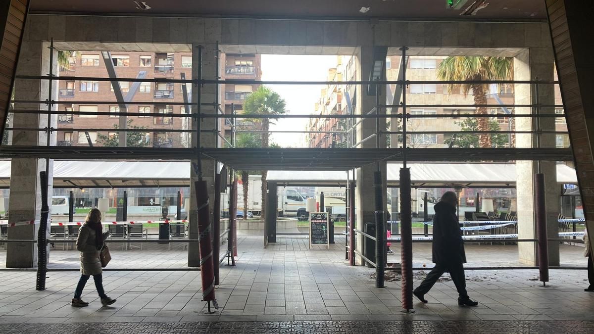 Andamios en la Gran Vía de Logroño