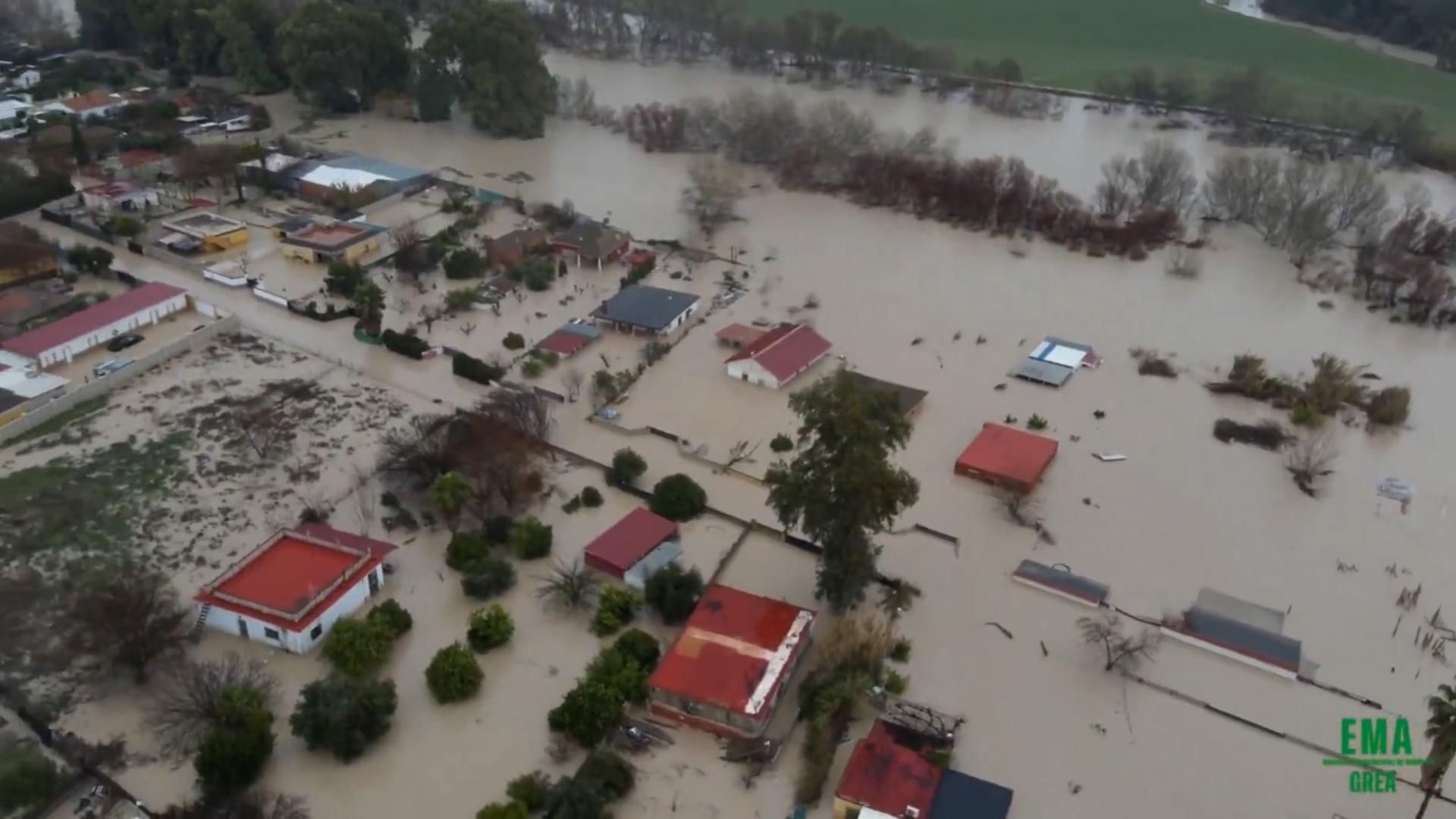 Imágenes aéreas de las parcelas afectadas por las inundaciones en Córdoba