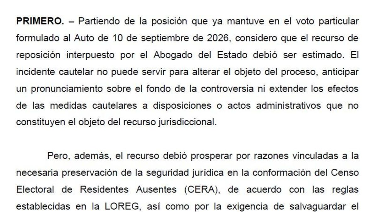 El voto discrepante a la decisión del Supremo sobre la ley de nietos: "La eventual lesión al derecho de voto de los afectados es irreversible"