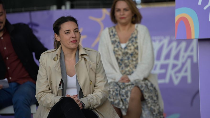 La ministra de Igualdad, Irene Montero, asiste a la Fiesta de la Primavera de Podemos, a 15 de abril de 2023, en Zaragoza, Aragón (España).