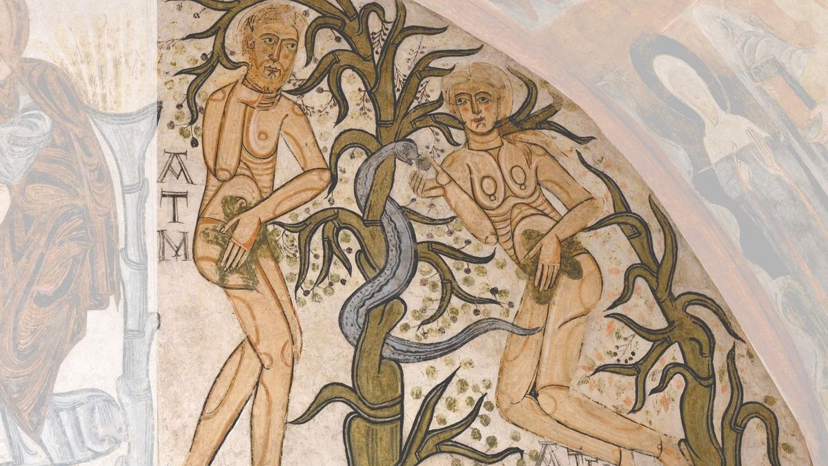 Detalle de 'El pecado original', una de las pinturas de la iglesia de Maderuelo, hoy en el Prado