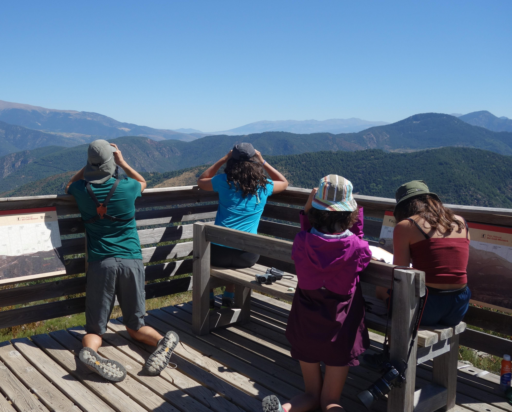 Nens i nenes en una activitat d’observació d’aus