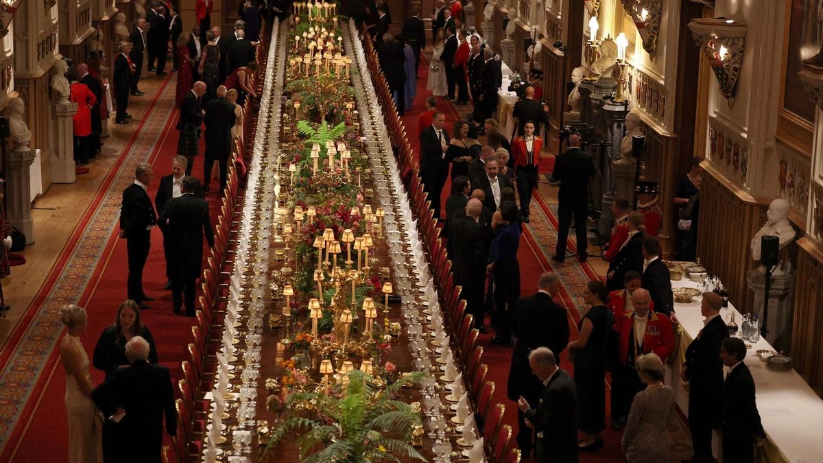 Una vista de la mesa del banquete en el castillo de Windsor este miércoles.