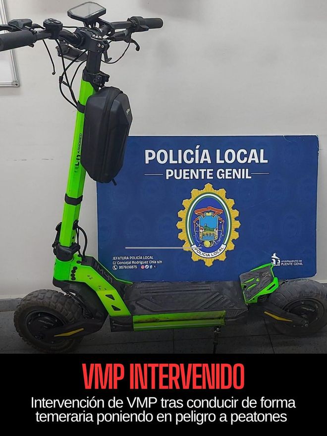 Patinete inmovilizado por la Policía Local de Puente Genil.