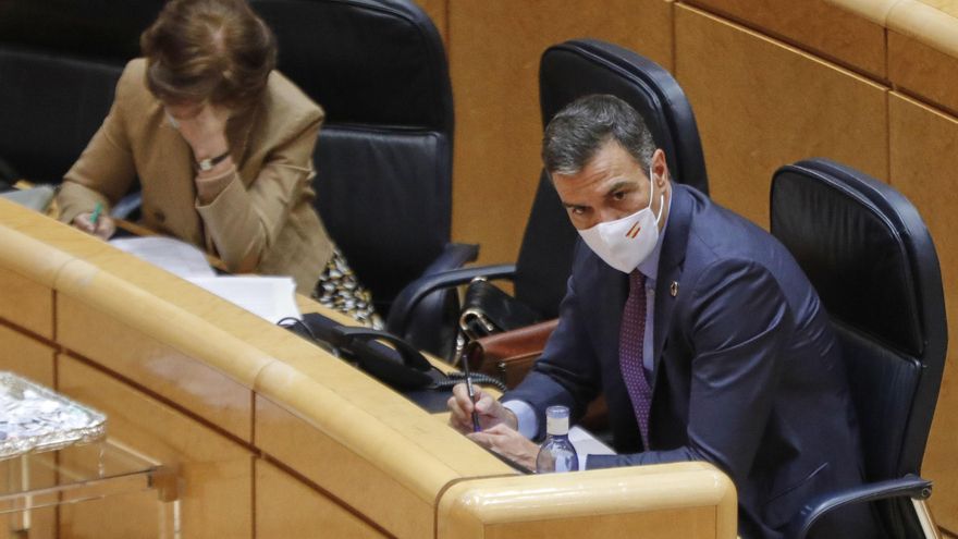 Archivo - El presidente del Gobierno, Pedro Sánchez, durante su comparecencia celebrada ante el Pleno del Senado, tras el parón estival, en Madrid (España), a 8 de septiembre de 2020. Sánchez comparece a petición propia en la Cámara Alta para explicar las