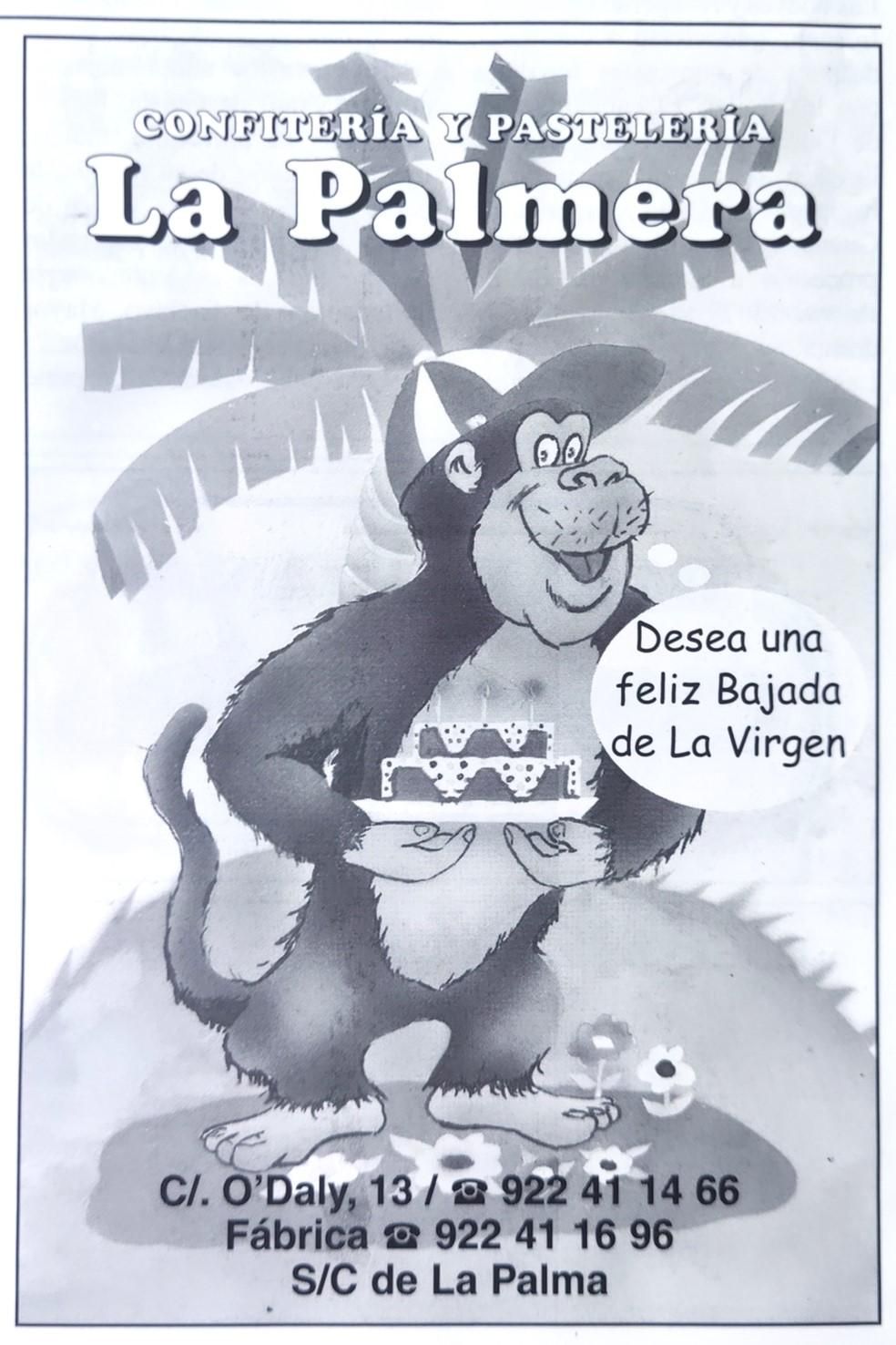 Publicidad de la dulcería 'La Palmera en el periódico La Voz en la Bajada de la Virgen año 2000.
