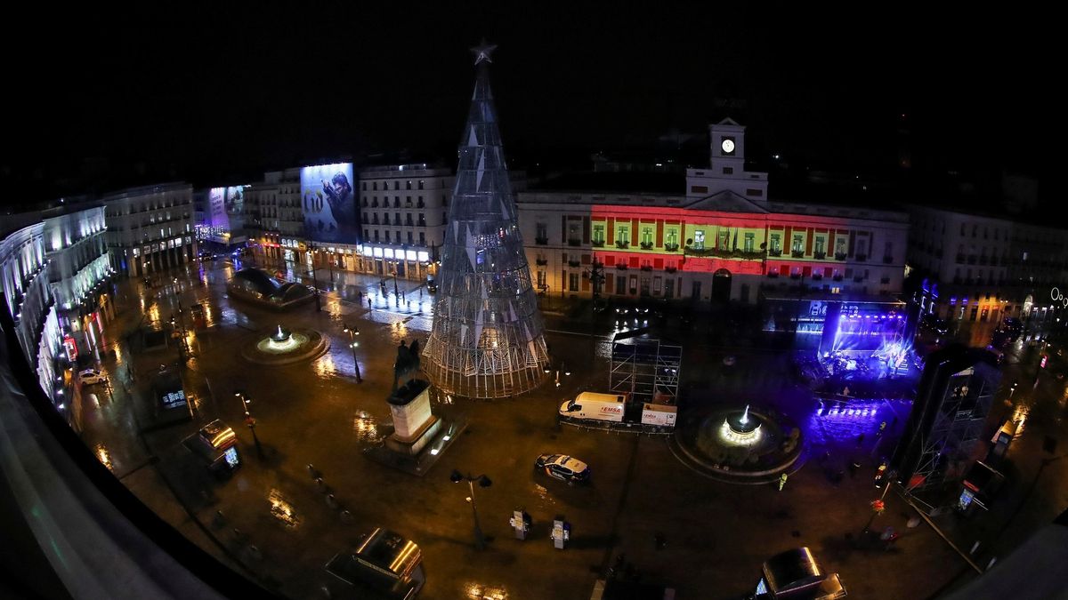 Vista de la Puerta del Sol antes de las tradicionales campanadas de Nochevieja en 2020 