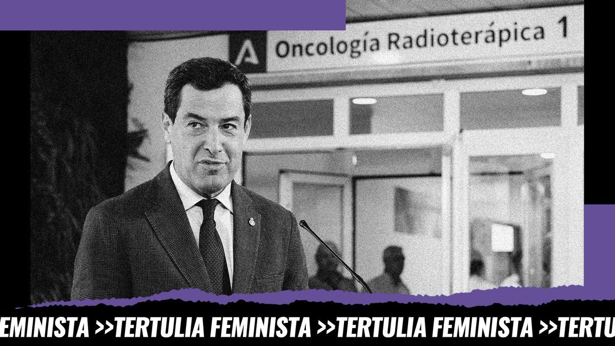 Juanma Moreno visita la unidad de Oncología del hospital Virgen del Rocío en Sevilla