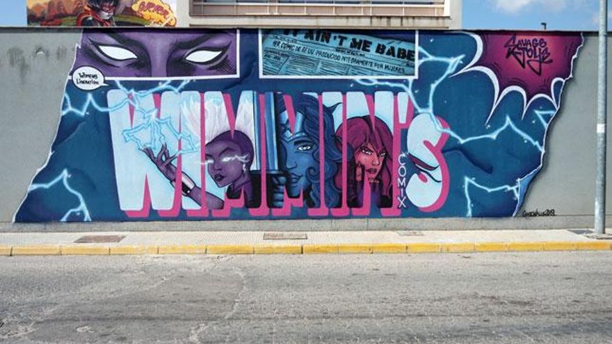 Mural tributo a Wimmin’s Comix, primer cómic de EE.UU. producido integramente por mujeres. Savage Toys.