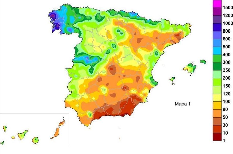 Precipitaciones acumuladas en mm entre el 1 de septiembre y el 30 de noviembre de 2022.