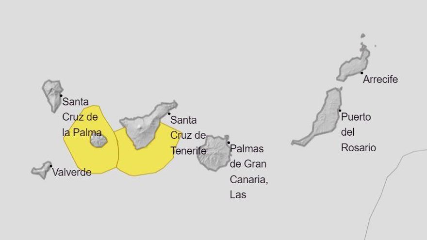 Avisos amarillos en dos islas de Canarias este martes