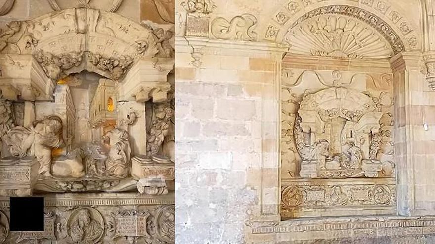 Esta es la diferencia antes y después de la restauración de la Natividad de Juan de Juni. // Paradores