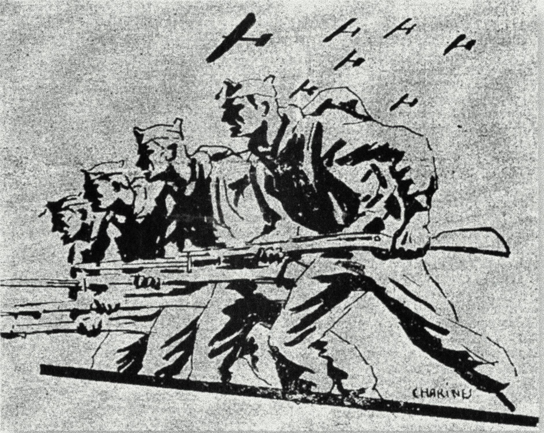 Dibujo de Charines aparecido en el diario El Impulsor de Torrelavega en noviembre de 1936.