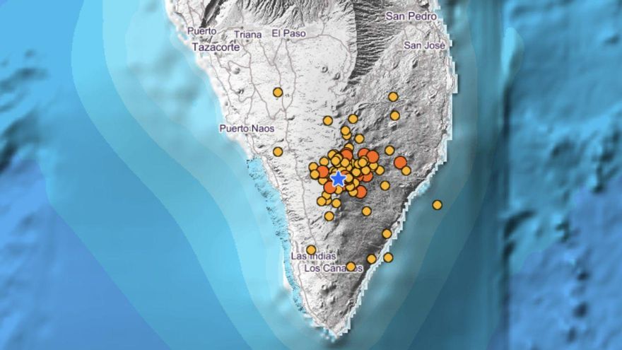 Terremotos registrados en La Palma en las primeras horas de este lunes