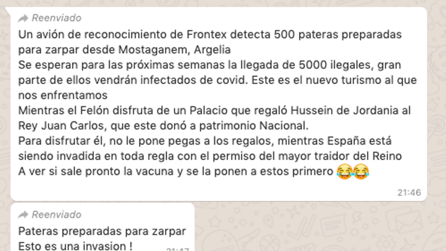 Bulo enviado por WhatsApp que desinforma sobre una fotografía presuntamente tomada en la costa de Argelia.