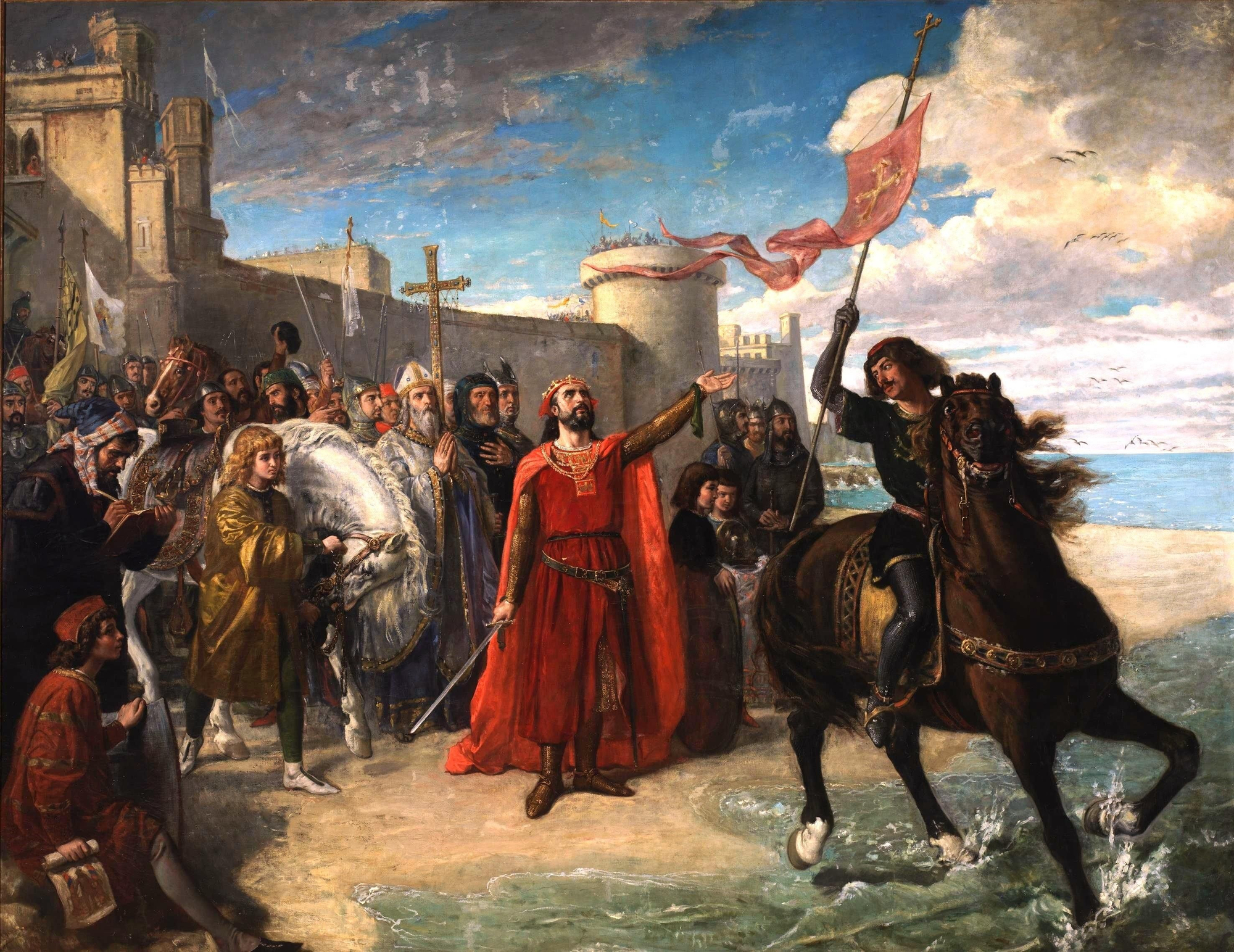 Alfonso X el Sabio tomando posesión del mar después de la conquista de Cádiz. Matías Moreno. 1866