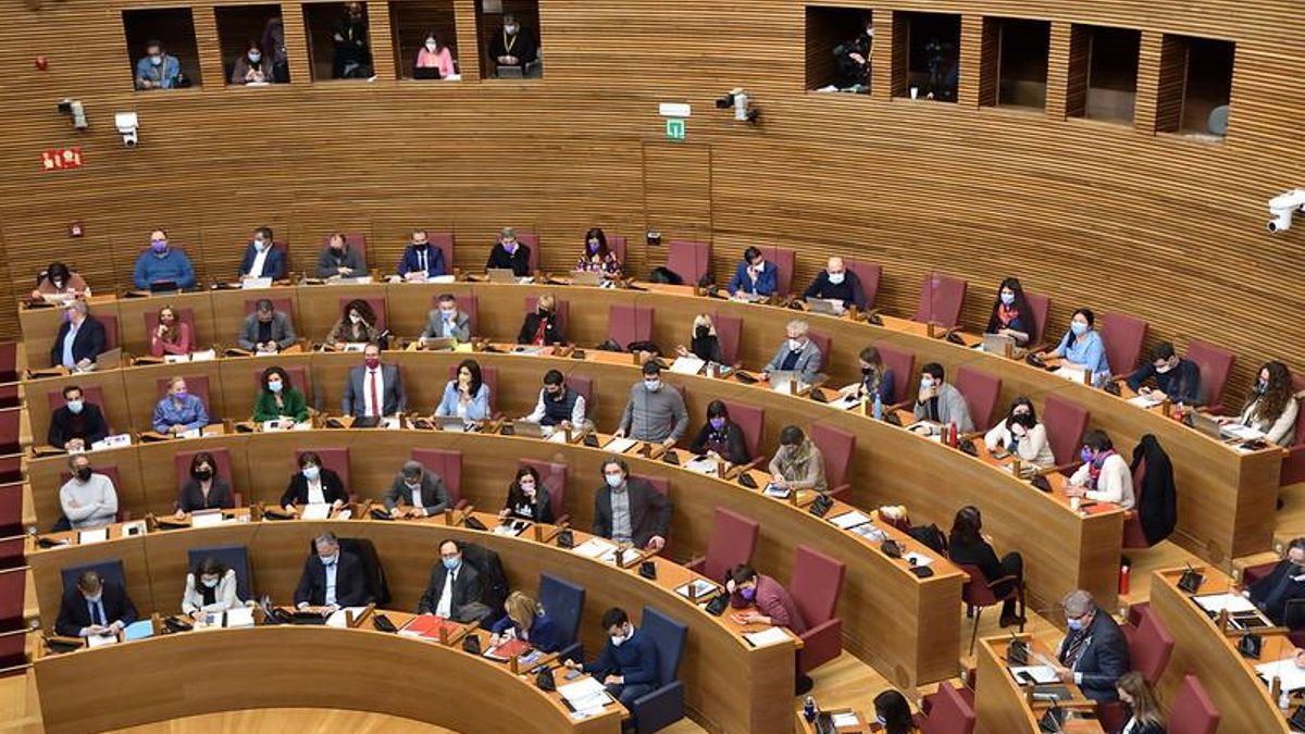 La bancada del Pacte del Botànic en las Corts Valencianes.