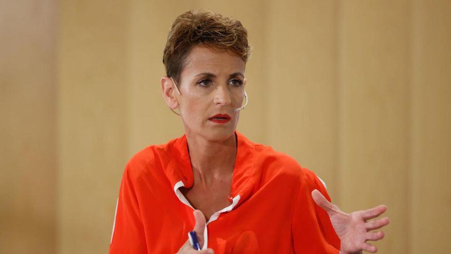 La presidenta de Navarra, María Chivite participa en el desayuno Informativo celebrado este jueves en Madrid. EFE/ Mariscal