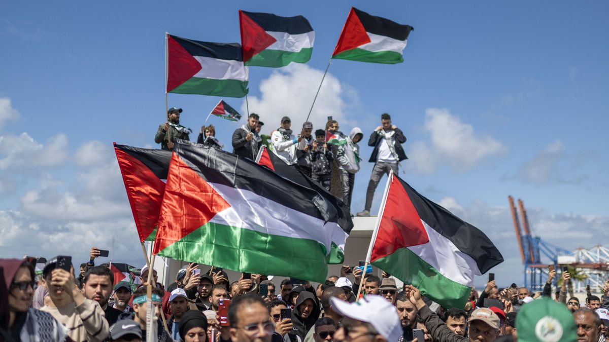 Protestas en Tánger en contra de la llegada de un buque que supuestamente llevaba material para Israel
