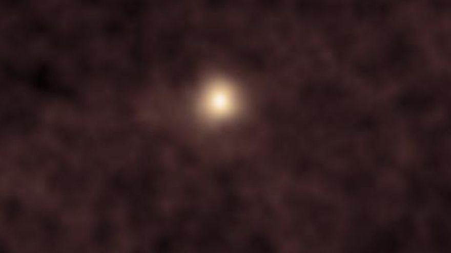 Uma imagem tênue do cometa 3I/ATLAS obtida pela missão SOHO da ESA/NASA entre 15 e 16 de outubro de 2025.