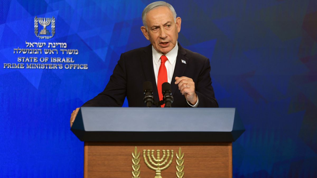 Benjamin Netanyahu celebra una conferencia de prensa en Jerusalén.