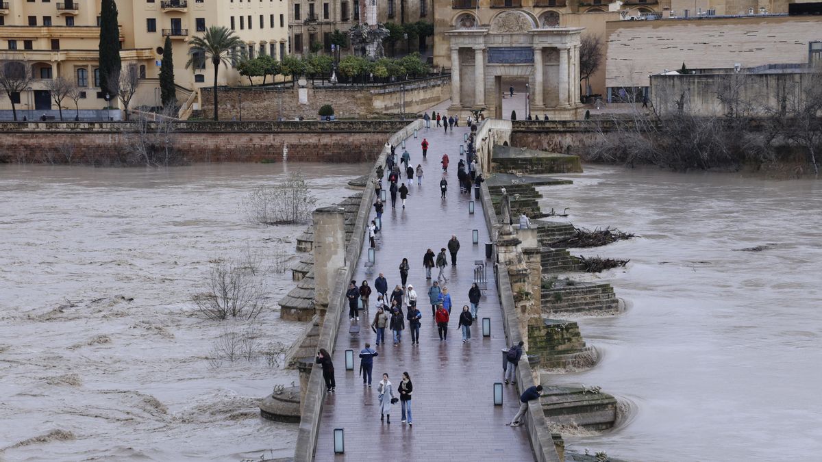 El río Guadalquivir aumenta su caudal a su paso por Córdoba