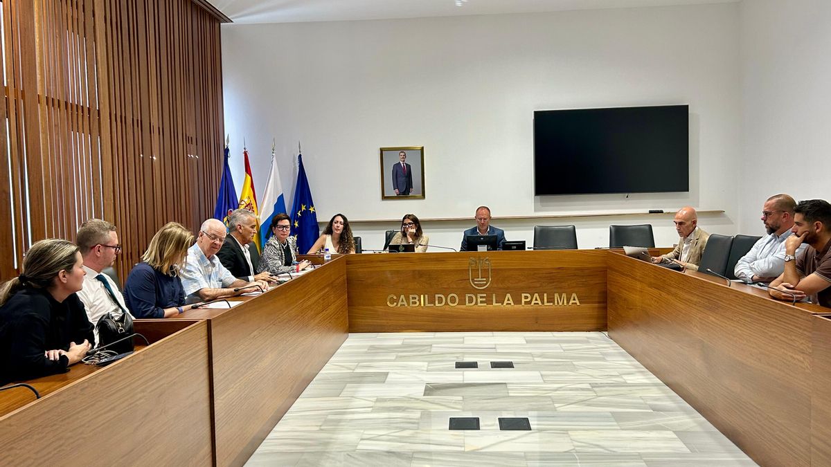 Reunión del presidente   del Cabildo, Sergio Rodríguez, y la consejera de Turismo, Raquel Rebollo,  con representantes del CIT Insular La Palma.