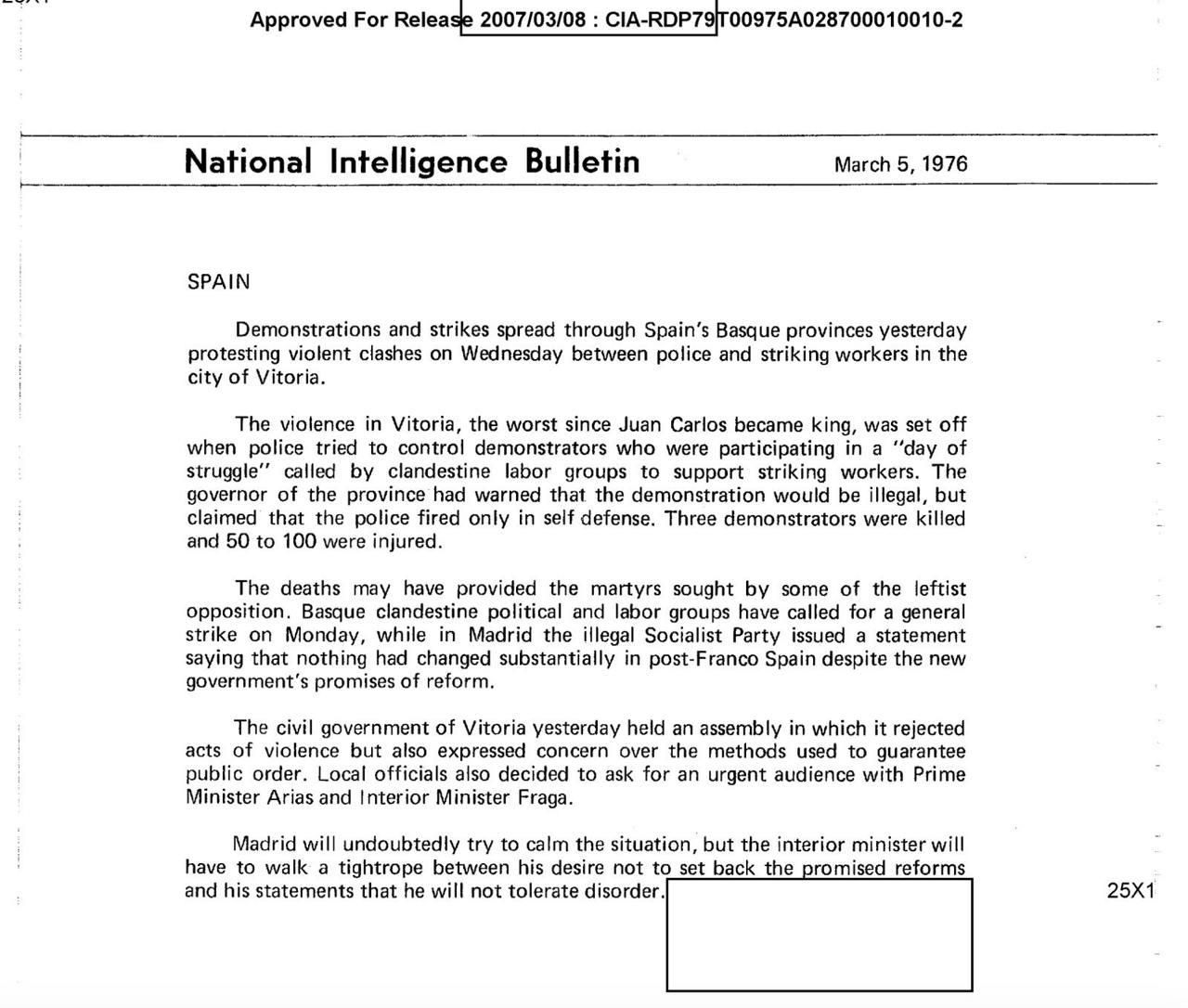 Informe de la CIA desclasificado en 2007