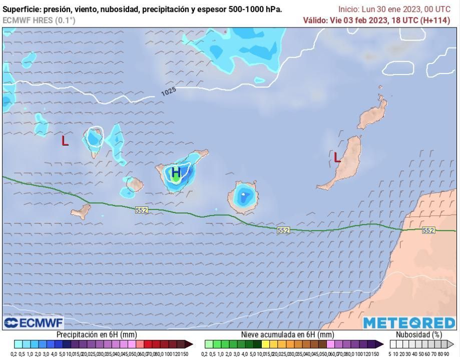 Previsión para Canarias este viernes, 3 de febrero, según el modelo europeo