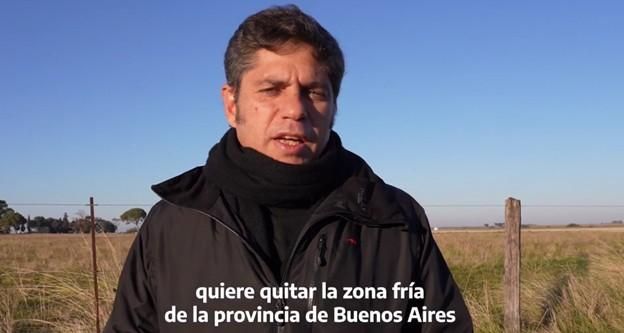 Axel Kicillof reclamó por zona fría en Tornquist, el 23 de mayo de 2026