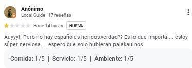 Una de las reseñas racistas publicadas.