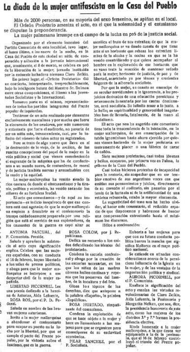 Extracte de 'El Obrero Balear'