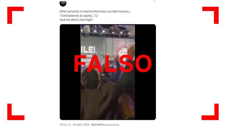 El audio del video que muestra a Javier Milei cantando la marcha peronista fue manipulado