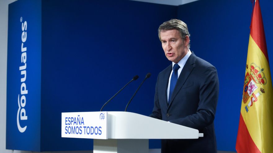 El presidente del Partido Popular, Alberto Núñez Feijóo, durante una rueda de prensa del Partido Popular, a 4 de noviembre de 2024, en Madrid (España). El presidente del Partido Popular, Alberto Núñez Feijóo, comparece para explicar su propuesta de plan d