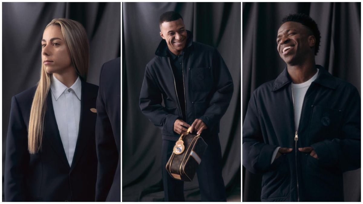 Jugadoras y jugadores del Real Madrid con algunas de las prendas de la marca